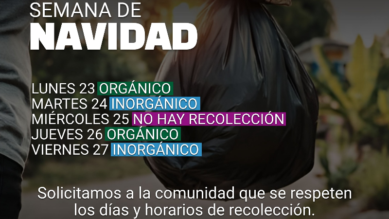 CAMBIOS EN LA RECOLECCIÓN DE RESIDUOS DURANTE LAS FIESTAS