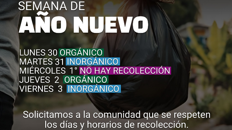 CAMBIOS EN LA RECOLECCIÓN DE RESIDUOS DURANTE LAS FIESTAS